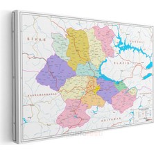 Malatya - Il Haritası Kanvas Tablo