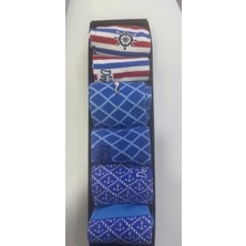 6'lı Çorap Set Design Deniz Atı Çapa Mavi Kırmızı Beyaz Erkek