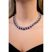 So CHIC Safir Gecesi 18 Ayar Beyaz Altın Kaplama Gümüş Gerdanlık