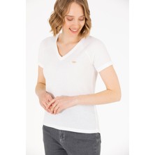 U.S. Polo Assn. Kadın Ekru Tişört 50262532-VR019