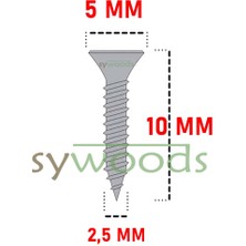 Sywoods Sunta Vidası Ince 2.5X10 mm 100 Adet Çinko Renk
