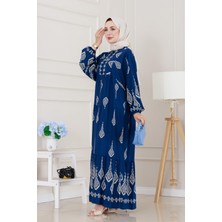 Yarım Düğmeli Robalı Eslem Elbise-Indigo