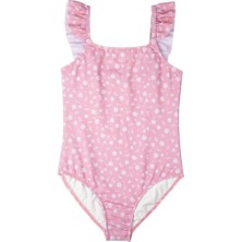 Swimfoam Pembe Çiçekli Fırfırlı Kız Çocuk Mayo