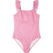 Swimfoam Pembe Ekose Fırfırlı Kız Çocuk Mayo
