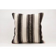 El Yapımı Kilimden Yapılmış Vintage Kırlent Kılıfı, Yün, 50X50 cm