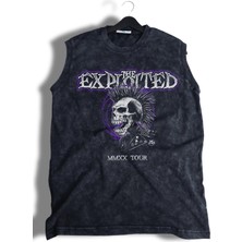 The Exploited Mmxx Tour Baskılı Yıkamalı Kolsuz Tişört, Unisex Rock Band Temalı Sıfır Kol Atlet