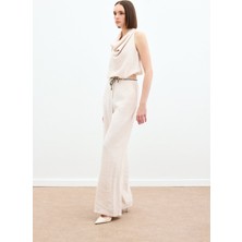 Örgü Kemerli Pantolon - Bej