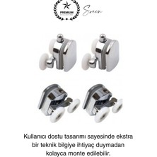 Dayanıklı Duşakabin Tekerleği Alt Üst Sürgülü Cam Kabin Krom Görünümlü Plastik Gövdeli 4'lü Set