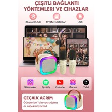 Bluetooth Işıklı Karaoke Hoparlör ve Mikrofon Seti - Taşınabilir Rgb Ses Sistemi