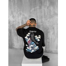 Abluka Online Erkek Yamalı Oversize T-Shirt Siyah