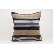 El Yapımı Kilimden Yapılmış Vintage Kırlent Kılıfı, Yün, 50X50 cm