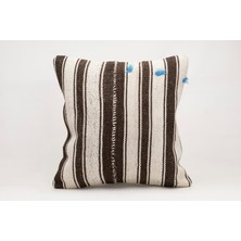 El Yapımı Kilimden Yapılmış Vintage Kırlent Kılıfı, Yün, 50X50 cm