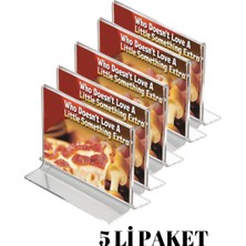 T Tipi  Masaüstü Dikey Pleksi Föylük Broşürlük Fiyatlık  Yatay (Akrilik Şeffaf) 5li Paket