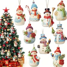 Noel Kardan Adam Ahşap Asılı Ağaç Süs Set Vintage Masal Temalı 18 Parça