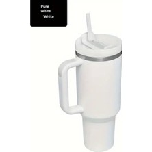 40OZ Paslanmaz Çelik Yalıtımlı Bardak Sap Samanlı Bpa Free Saf Beyaz 1 Adet