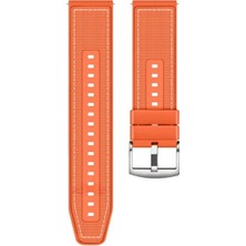 Adige Spovan Watch 4 Pro ile Uyumlu Kordon Kayış Dikiş Desenli Silikon KRD102 Lms 22/dds Turuncu