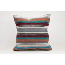 El Yapımı Kilimden Yapılmış Vintage Kırlent Kılıfı, Yün, 50X50 cm