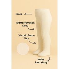 Bebek Külotlu Çorap Pamuklu – Krem – Çocuk Yeni Doğan - Okul Çorabı - Düz – 0-6 Ay - Esnek