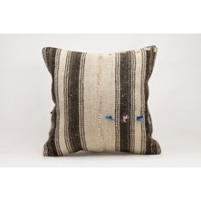 El Yapımı Kilimden Yapılmış Vintage Kırlent Kılıfı, Yün, 50X50 cm