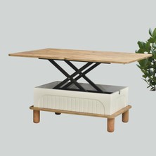Lidya Akıllı Sehpa Atlantik Çam Krem 4 Fonksiyonlu Açılır Mekanizmalı 90x39x60 Cm