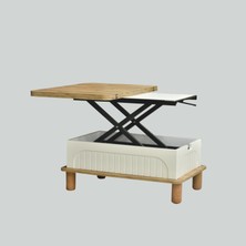 Lidya Akıllı Sehpa Atlantik Çam Krem 4 Fonksiyonlu Açılır Mekanizmalı 90x39x60 Cm