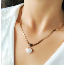 Novariva	Jewellery Rose Gold Renkli Italyan Zincir Kalp Figürlü Minimal Şık Kadın Kolye
