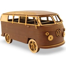 Volkswagen T1 Ahşap Model Araba - Retro Vw Minibüs Maketi - 91 Parça Ahşap 3D Kit