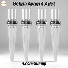 Elips 4 Adet Sehpa Ayağı 42 cm Plastik Gümüş Gri Masa Ayak Mutfak Sehpası Masası Mobilya Ayakları