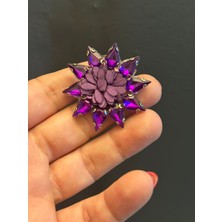 Ütü Ile Yapışan Kasalı Taşlı Çiçek Arma Dikiş Aksesuarı  4x4 cm