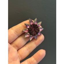 Ütü Ile Yapışan Kasalı Taşlı Çiçek Arma Dikiş Aksesuarı  4x4 cm