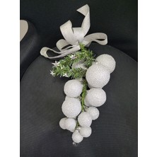 Dekor Yılbaşı Süs Simli Üzüm Model Gümüş Renk 25CM 1 Adet