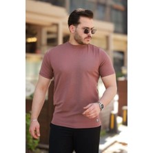 Erkek Ince Çizgi Dokulu Kısa Kollu T-Shirt