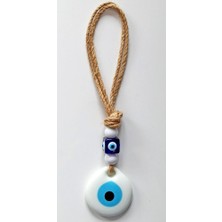 Beyaz Nazar Boncuklu El Yapımı Duvar Süsü