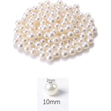 Royaleks 100 Gram 10mm Krem Renk Plastik İnci Boncuk Çanta Ve Takı Yapım Boncuğu (~190 Adet)