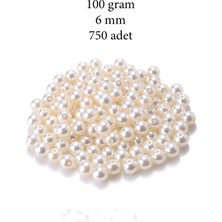 Royaleks 100 Gram 6mm Krem Renk Plastik İnci Boncuk Çanta Ve Takı Yapım Boncuğu (~750 Adet)