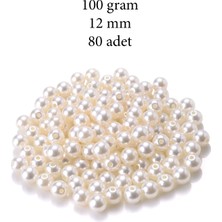 Royaleks 100 Gram 12mm Krem Renk Plastik İnci Boncuk Çanta Ve Takı Yapım Boncuğu (~80 Adet)