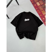 Defy Moda Erkek Baskılı Oversize T-Shirt - Siyah