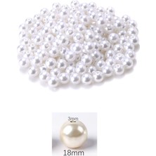 Royaleks 50 Gram 18mm Beyaz Renk Plastik İnci Boncuk Çanta Ve Takı Yapım Boncuğu (~11 Adet)