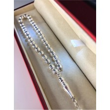 Erkek 925 Gümüş Tesbih • Çizgili Küre Orta Boy 16,5gr Işıklı Kutuda