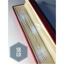 Erkek Gümüş Tesbih • Düz Küre Küçük Boy 18GR Işıklı Kutuda