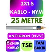 Öznur 3x1,5 Antigron (Nym) Kablo (Gri) Metre Seçenekli