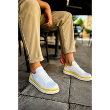 CH979 Santoni Gbt Spor Erkek Ayakkabı Beyaz/sarı