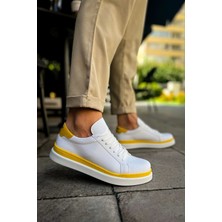 CH979 Santoni Gbt Spor Erkek Ayakkabı Beyaz/sarı