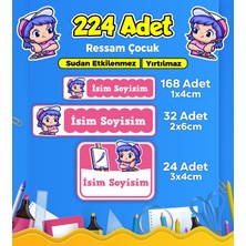 Ressam Çocuk Temalı Okul Kreş Kişiye Özel Isim Etiket Seti - Model 214