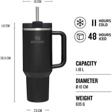 Stanley Quencher Pipetli Termos Bardak 1.18 Lt Siyah
