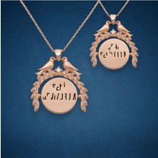 Modahilye 925 Ayar Gümüş Aşk Kumruları Rozegold Seni Seviyorum Tasarım Kolye