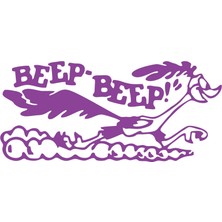 Beep Beep Araba Sticker 17X17 cm Mor