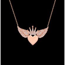 Modahilye 925 Ayar Gümüş Kalbimin Tacı Melek Kanadı Rose Gold Kolye