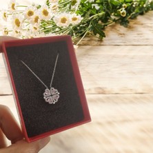 Modahilye 925 Ayar Gümüş Mıknatıslı Yonca Kalp Şans Kolyesi