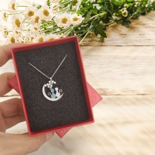 Modahilye 925 Ayar Gümüş Ay Yıldız Seyreden Kedi Tasarım Kolye